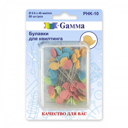 Булавки с плоскими головками Gamma PHK-10, 48 мм, 60 шт