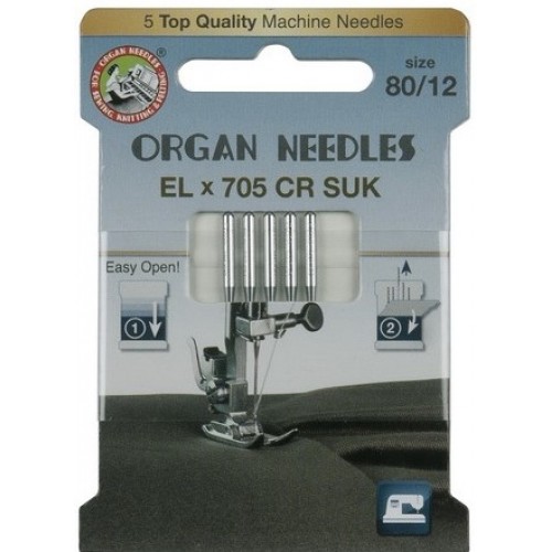 Иглы для распошивальных машин и оверлоков Organ ELx705 CR SUK №80