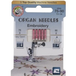 Иглы Organ для вышивки 5/75 eco (5шт.)