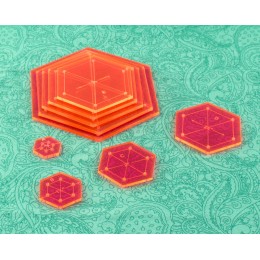 Набор лекал для пэчворка "Шестиугольники" 1", 1.5", 2", 2.5", 3", 3.5", 4", 4.5", 5", Hemline, ERGG07