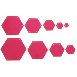 Набор лекал для пэчворка "Шестиугольники" 1", 1.5", 2", 2.5", 3", 3.5", 4", 4.5", 5", Hemline, ERGG07