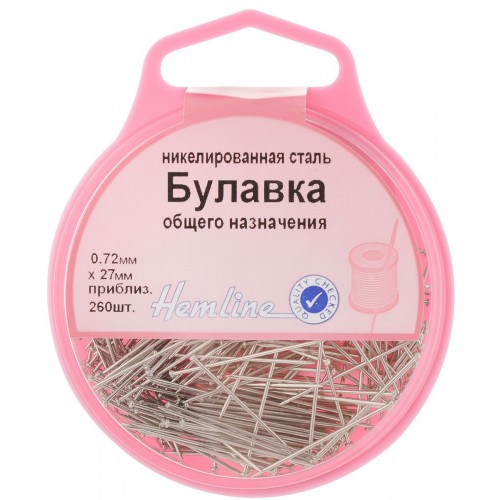 Булавки-гвоздики универсальные в пластиковом контейнере, 27 мм, 260 шт