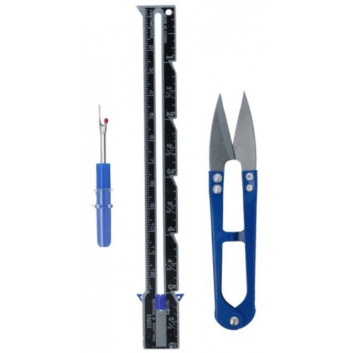 Набор инструментов для шитья Gamma SS-014: кусачки, линейка швейная, вспарыватель.